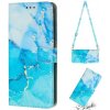 Peňaženkové kožené puzdro Crossbody Marble na Motorola Moto G13 / G23 / G53 5G - Modrá a Zelená Peňaženkové kožené puzdro Crossbody Marble na Motorola Moto G13 / G23 / G53 5G - Modrá a Zelená