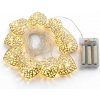 DECOLED Batériové LED svetlá 2,5 m vintage kovové srdce, teplá biela, 10 LED diód, priehľadný kábel IP20, 2× AA