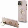 Guess PU Grained 4G Logo Stand Camera Frame zadný kryt pre iPhone 15 Pink