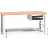 Výškovo nastaviteľný pracovný stôl do dielne G3 so závesným boxom na náradie, buková škárovka, 2 zásuvky, 1700 x 685 x 840 - 1050 mm, grafit Výškovo nastaviteľný pracovný stôl do dielne G3 so závesným boxom na náradie, buková škárovka, 2 zásuvky, 1700 x 685 x 840 - 1050 mm, grafit