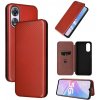 Peňaženkové Carbon puzdro na Oppo A58 5G - Hnedá Peňaženkové Carbon puzdro na Oppo A58 5G - Hnedá