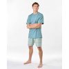 GINA Pánske krátke pyžamo z bavlny | 79188P - mesiac aqua, XXL GINA Pánske krátke pyžamo z bavlny | 79188P - mesiac aqua, XXL