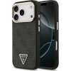 Guess PU Leather 4G Triangle Logo Gold Frame MagSafe Zadný Kryt pre iPhone 17 Pro Black