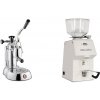 La Pavoni Stradivari Lusso + Ascaso H64, white La Pavoni Stradivari Lusso + Ascaso H64, white