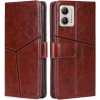 Peňaženkové kožené puzdro Geometric Stitching na Motorola Moto G13 / G23 / G53 5G - Tmavo Hnedá Peňaženkové kožené puzdro Geometric Stitching na Motorola Moto G13 / G23 / G53 5G - Tmavo Hnedá