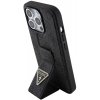 Guess PU Grip Stand 4G Strass Triangle Metal Logo iPhone 15 Pro čierne