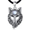 For Silver Náhrdelník Vlčia hlava s mesačným kameňom - Striebro 925 For Silver Náhrdelník Vlčia hlava s mesačným kameňom - Striebro 925