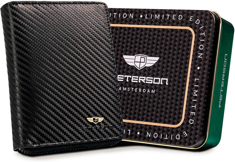 Peterson Luxusná pánska kožená peňaženka na zips čierna