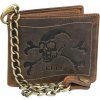 Kožená peňaženka s retiazkou vintage SKULL GreenBurry