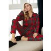 43103 Dewberry Buttoned Women Pyjama Set-RED tmavočervená M dewberry 2465430690982