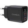 Sieťová nabíjačka GAN 2× USB-C Choetech PD6051 (čierna) (PD6051) Sieťová nabíjačka GAN 2× USB-C Choetech PD6051 (čierna) (PD6051)