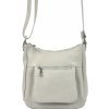 Patrizia Piu kožená crossbody dámska kabelka svetlo šedá