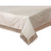Obrus béžový s lístočkami a čipkovaným lemom Šírka 140 cm | Dĺžka 220 cm béžová Obrus béžový s lístočkami a čipkovaným lemom Šírka 140 cm | Dĺžka 220 cm béžová
