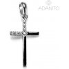 Adanito BRP0467S Zlatý prívesek krížik so zirkónmi z bieleho zlata