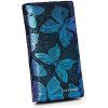 Veľká dámska kožená peňaženka s modro-fialovými motýlikmi na magnet Veľká dámska kožená peňaženka s modro-fialovými motýlikmi na magnet