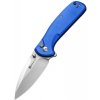 SENCUT Bright Blue Aluminum Handle Satin Finished 9Cr18MoV Blade Button Lock S22043B-3 SENCUT Bright Blue Aluminum Handle Satin Finished 9Cr18MoV Blade Button Lock S22043B-3