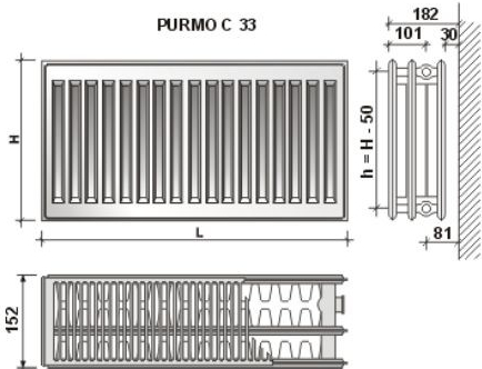 Purmo COMPACT C33 600 x 1000 mm F063306010010300