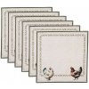 Clayre & Eef 6ks béžové prestieranie so sliepočkami Barnyard Chicken 48x35 cm