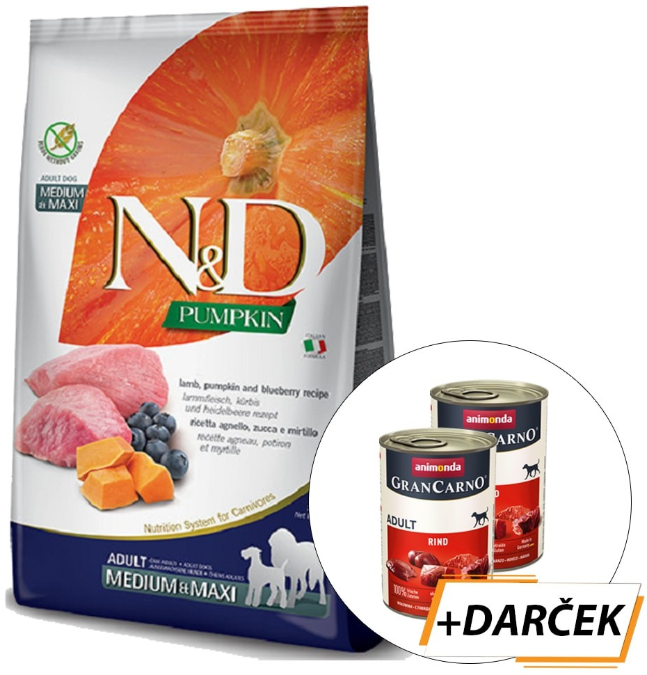 N&D dog Grain Free PUMPKIN Adult Medium & maxi lamb & blueberry 12 kg