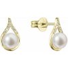Zlaté 14 karátové náušnice slza s riečnou perlou a briliantmi 91PB00037 Zlaté 14 karátové náušnice slza s riečnou perlou a briliantmi 91PB00037
