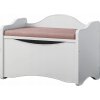 KUFOR NA HRAČKY, BIELIZEŇ, ÚLOŽNÝ BOX, TRUHLA, PUF S SIVÝM SEDADLOM KUFOR NA HRAČKY, BIELIZEŇ, ÚLOŽNÝ BOX, TRUHLA, PUF S SIVÝM SEDADLOM