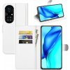 Peňaženkové kožené púzdro LITCHI MAGNETIC na Huawei P50 Pro – Biela Peňaženkové kožené púzdro LITCHI MAGNETIC na Huawei P50 Pro – Biela