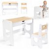 Súprava stolík a stolička Mamabrum biela drevená so zásuvkou Súprava stolík a stolička Mamabrum biela drevená so zásuvkou