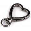 Kovová karabína otočná srdce, prievlak 10 mm nikel čierny 1ks Kovová karabína otočná srdce, prievlak 10 mm nikel čierny 1ks