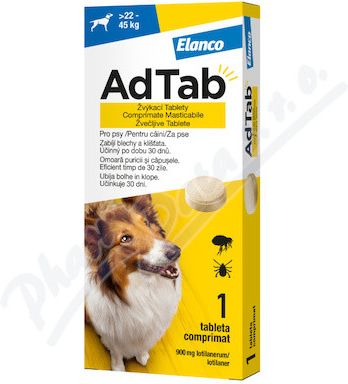 AdTab 900 mg žuvacie tablety pre psov 22-45 kg 1 tbl