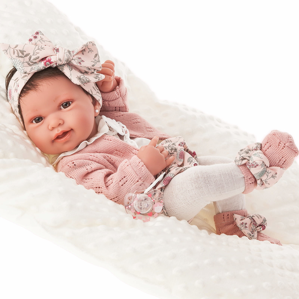 Antonio Juan Realistické bábätko dievčatko Pipa s mašlou 42 cm