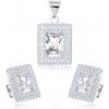 Šperky eshop - Strieborný set 925, náušnice s príveskom, zirkónový obdĺžnik, dvojitá obruba SP70.11 Šperky eshop - Strieborný set 925, náušnice s príveskom, zirkónový obdĺžnik, dvojitá obruba SP70.11