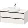 DURAVIT Ketho 2 závesná skrinka pod umývadlo na dosku, 2 zásuvky, 1200 x 550 x 568 mm, biela vysoký lesk, K24897022220000 DURAVIT Ketho 2 závesná skrinka pod umývadlo na dosku, 2 zásuvky, 1200 x 550 x 568 mm, biela vysoký lesk, K24897022220000