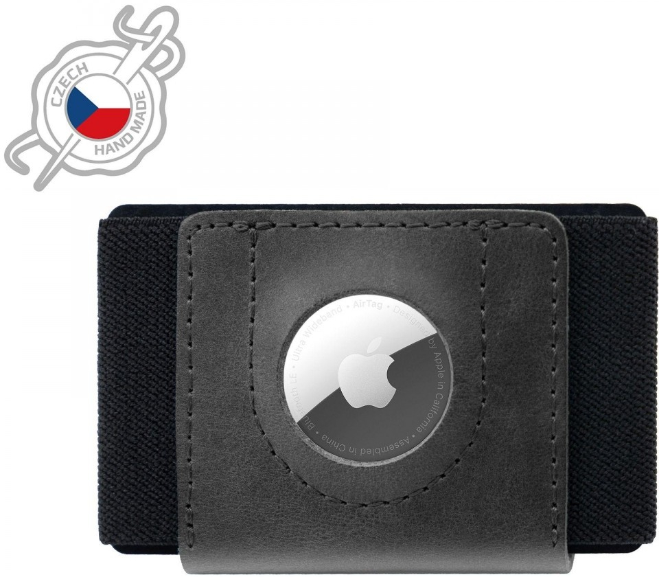 Fixed kožená peňaženka Tiny for AirTag z pravé hovězí kůže černá FIXWAT STN2 BK černá