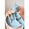 Malý Ježko Silikónový jedálenský set pre deti DÚHA - Baby Blue pridať pohárik: + pohárik Honey Cup, Vyberte si príbor: Drevený príbor MINI Malý Ježko Silikónový jedálenský set pre deti DÚHA - Baby Blue pridať pohárik: + pohárik Honey Cup, Vyberte si príbor: Drevený príbor MINI