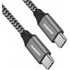 PremiumCord ku31cw05 USB-C M/M, 100W 20V/5A 480Mbps bavlněný oplet, 0,5m PremiumCord ku31cw05 USB-C M/M, 100W 20V/5A 480Mbps bavlněný oplet, 0,5m