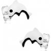 Šperky eshop - Náušnice zo striebra 925, biely delfínik s čiernym bruškom a očkom I23.7 Šperky eshop - Náušnice zo striebra 925, biely delfínik s čiernym bruškom a očkom I23.7