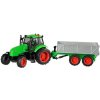 Traktor s vlečkou na zotrvačník so zvukom a svetlom, kov ŠEDÁ VLEČKA Traktor s vlečkou na zotrvačník so zvukom a svetlom, kov ŠEDÁ VLEČKA