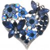 Amparo Miranda® Brošňa Srdce s motýlikmi, Farba modrá Amparo Miranda® Brošňa Srdce s motýlikmi, Farba modrá