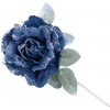 Kvet MagicHome, pivónia s listom, modrá, stonka, veľkosť kvetu: 12 cm, dĺžka kvetu: 23 cm, bal. 6 ks