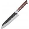 IZMAEL Damaškový kuchynský nôž Tetsuya Santoku/Hnedá 18.2 cm