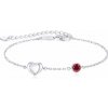 Glory strieborný náramok Happy s perleťovým srdiečkom a cyklaménovým zirkónom S1148