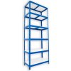 Biedrax Kovový regál 60 x 60 x 240 cm, modrý - 6 políc biele lamino 12mm