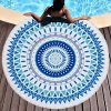 Kruhová plážová osuška z mikrovlákna Béžová mandala Blue Kruhová plážová osuška z mikrovlákna Béžová mandala Blue