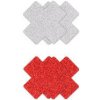 NS Novelties Pretty Pasties Glitter Cross Red Silver 2 Pairs NS Novelties Pretty Pasties Glitter Cross Red Silver 2 Pairs