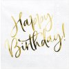 PartyDeco servítky Happy Birthday zlaté 33cm 20ks PartyDeco servítky Happy Birthday zlaté 33cm 20ks