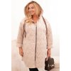Kesi Dámska bunda Plus Size s kapucňou a nápisom HOPE Béžová