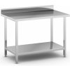 Nerezový pracovný stôl s policou a ohrádkou, 1200 x 700 x 850 mm Nerezový pracovný stôl s policou a ohrádkou, 1200 x 700 x 850 mm
