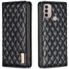 Peňaženkové kožené puzdro Diamond Lattice na Motorola Moto E20 / E30 / E40 - Čierna Peňaženkové kožené puzdro Diamond Lattice na Motorola Moto E20 / E30 / E40 - Čierna