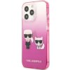 KARL LAGERFELD iPhone 13 Pro K&Choupette Cente červené / gradružové KARL LAGERFELD iPhone 13 Pro K&Choupette Cente červené / gradružové