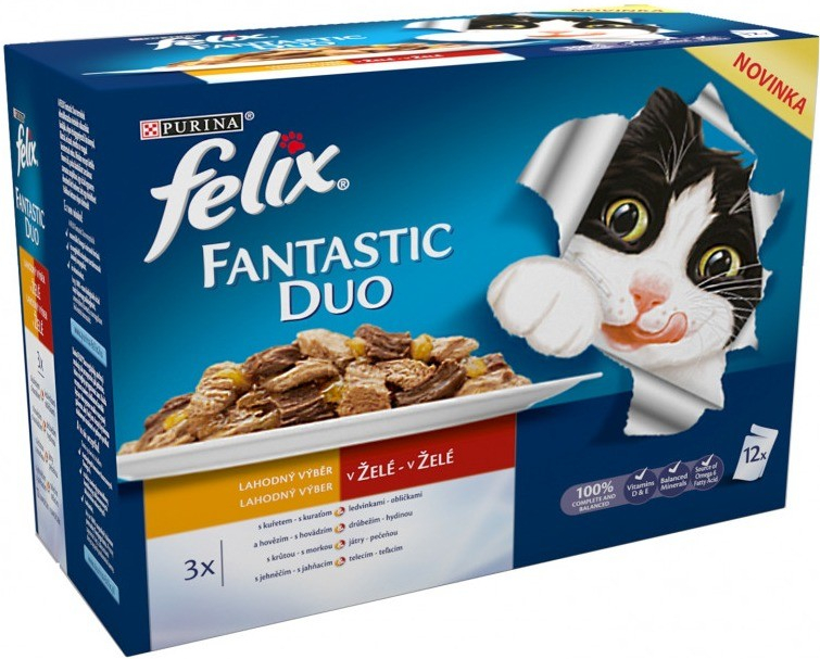 FELIX Fantastic DUO kura obl hov,hyd mor,peč jahň,teľ v žel 12 x 85 g